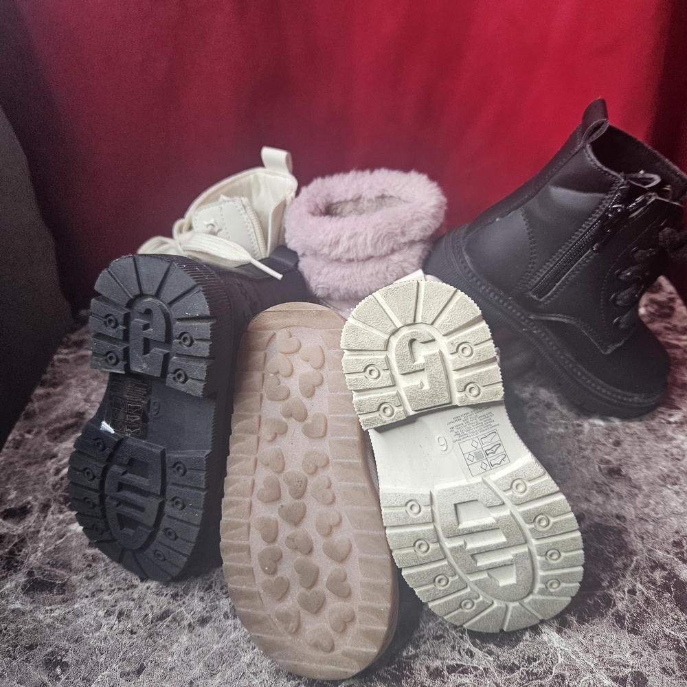 Toddler Girls Boot Bundle 3 pairs Kids Boots - Black, Pink, and White - Picture 9 of 9